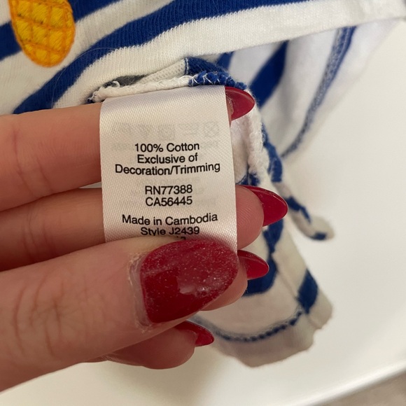J. Crew • Blue & White Striped Pineapple Tee - Picture 5 of 6